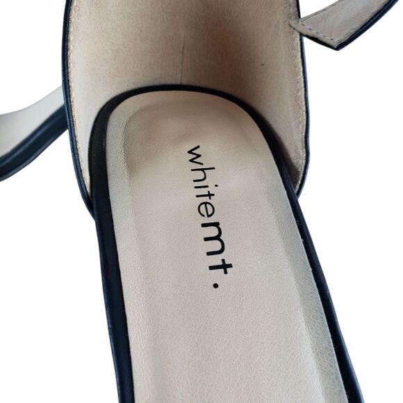 White Mt Emerie Heels Womens 8 Black Faux Leather Strappy Open Toe Sandals Shoes - Picture 9 of 10